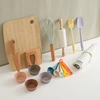 Montessori Kids Play Kitchen Set Pretend Play Cooking Toys Set Kitchen Toys Playset For Toddlers Cutting Board Apron for Kids 1