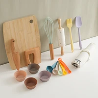 Montessori Kids Play Kitchen Set Pretend Play Cooking Toys Set Kitchen Toys Playset For Toddlers Cutting Board Apron for Kids 1