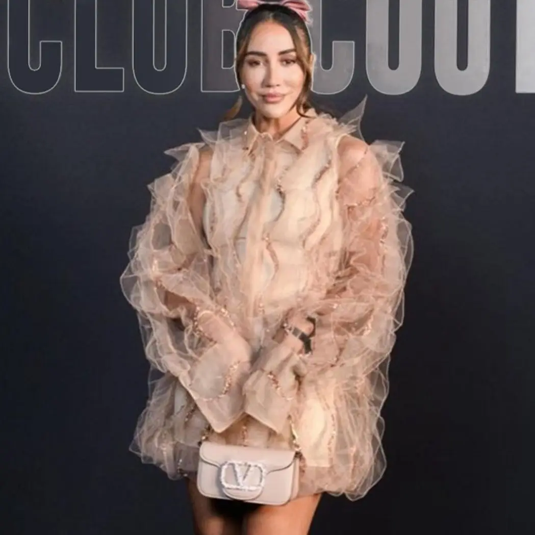 

O-neck See Through Long Sleeve Champagne Mini Party Dress Sequins Two Piece Set Shirt & Bodycon Gown Ever Pretty Dresses