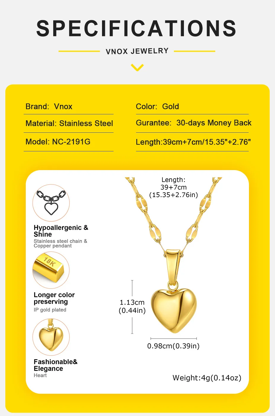 Vnox Süße Romantische Herz Anhänger Halskette Edelstahl Lippen Kette Einstellbare Frauen Halsband Weiblichen Schmuck Mutter Tag Geschenk – Detail 5