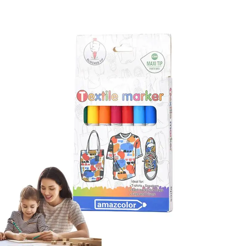 

Fabric Markers Permanent For Clothes Clothing Marker Paint Pens 8 Colors Art Markers Set Fade-Resistant For Kids For Canvas Bags