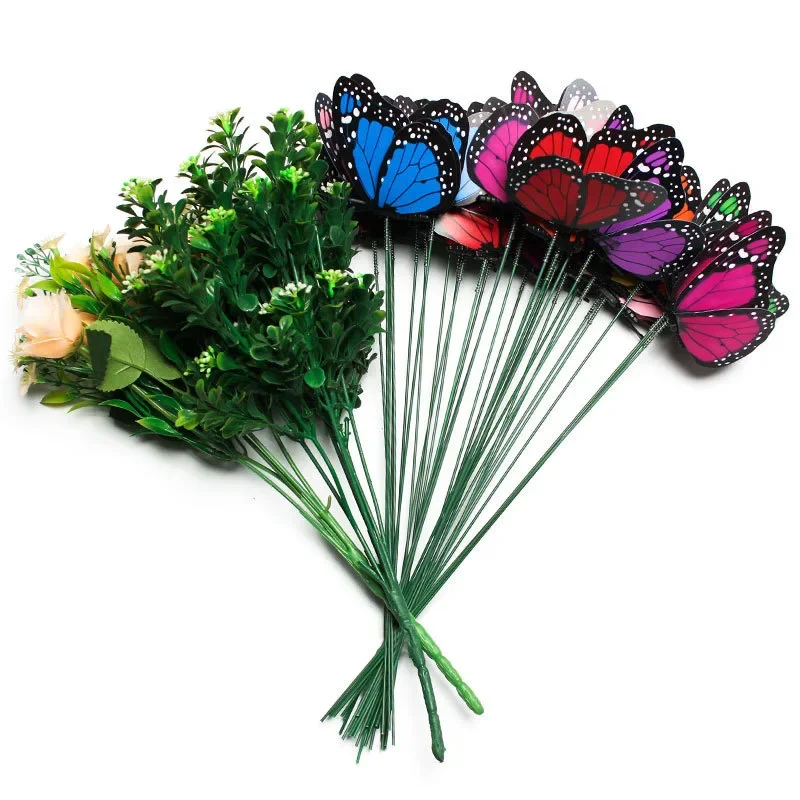 Butterfly Decoration Garden Art Decor 10/20 pcs 3D Monarch Butterfly Simulation Butterfly Waterproof Garden Flower Wedding Yard Planter Outdoor Flower Pots Decoration