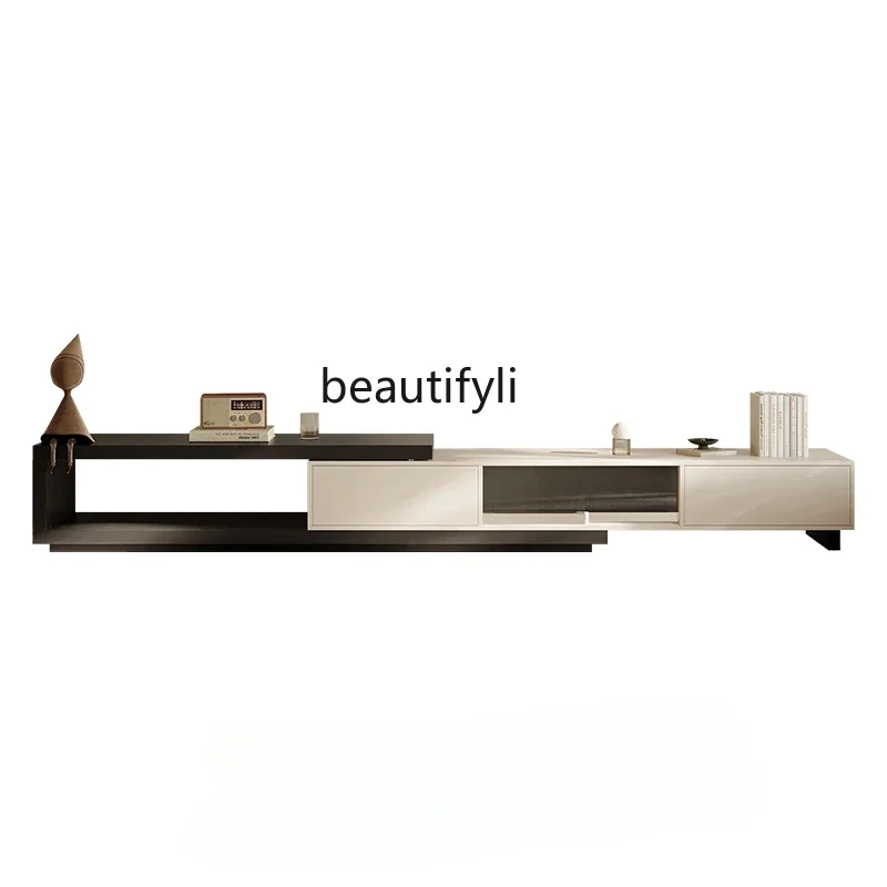 

Cream Style TV Cabinet Simple Modern Living Room Home Retractable TV Cabinet