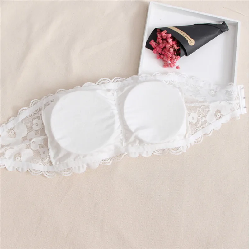 Lace Strapless Bra Women's Sexy Casual Wrap Tube Top Bandeau Short Tanks Bra Sleeveless Tank Tops