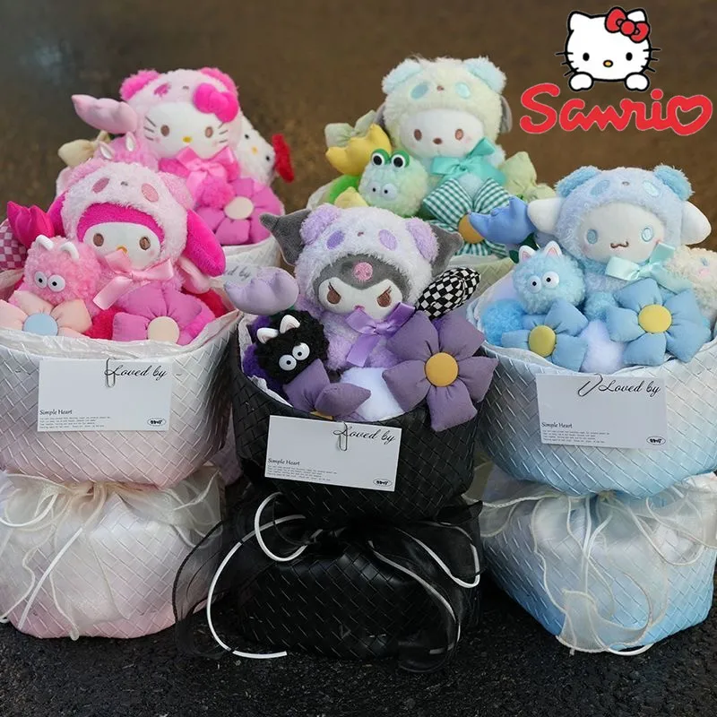 

Sanrio Kuromi Cinnamoroll My Melody Pompompurin HelloKitty Kawaii Cartoon Doll Bouquet Anime Girl Cute Valentine's Friends Gifts