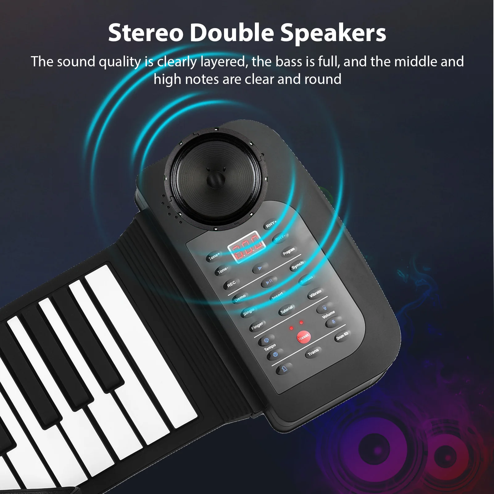 88 Key Portable Piano Roll Up Piano with Speaker Sustain Pedal Silicone Foldable Thickened 9mm Keys