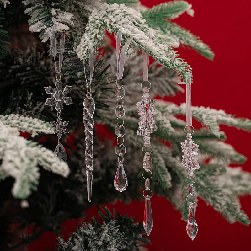 5Pcs Acrylic Simulation Icicle Ornaments | Christmas Tree Ice Strip Pendants  Icicle Strip Decorations for Holiday