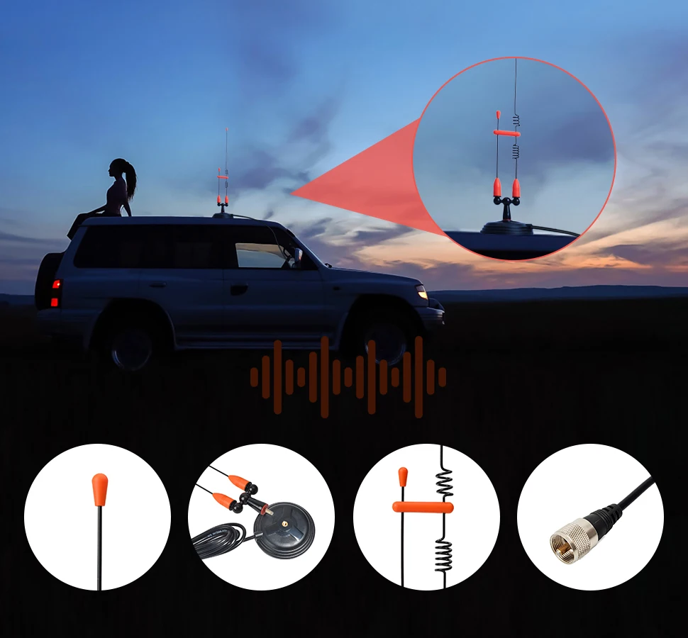 HYS Antenne de Base magnétique de 2 m 70 cm avec Support magnétique de 90 mm et connecteur PL259