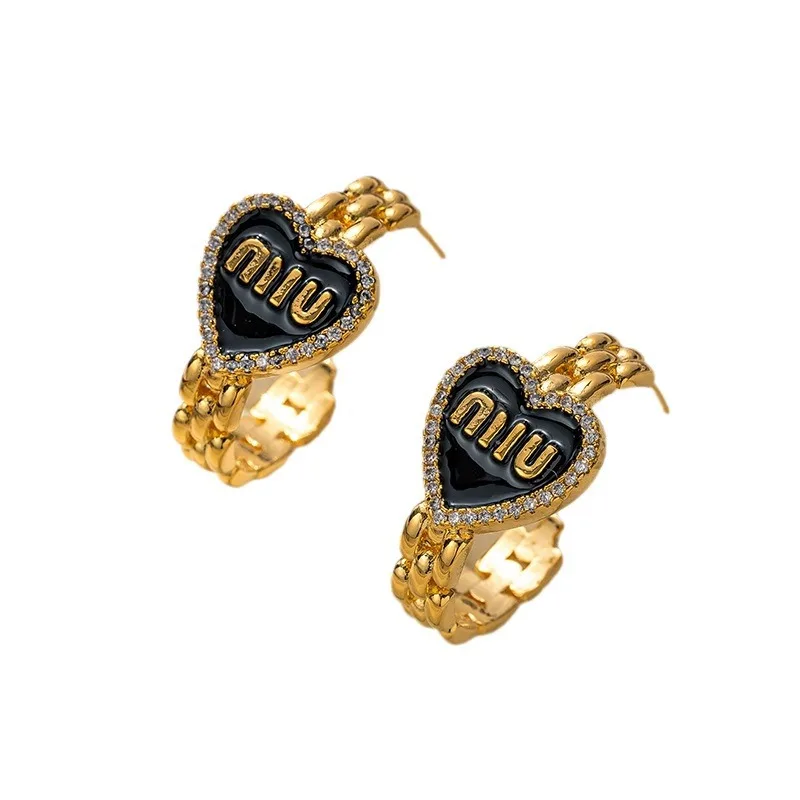 Light luxury fashion letter love heart earrings for women