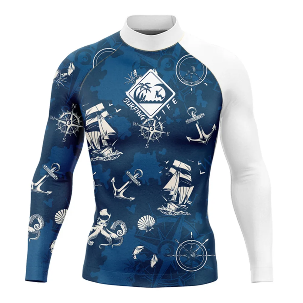 Surfing Shirts Rashguard men's Swimwear Uv Sun Protection Shirt Long Sleeve Surf Beach Clothing Diving Apparel Ropa Surf Hombre sports shirt