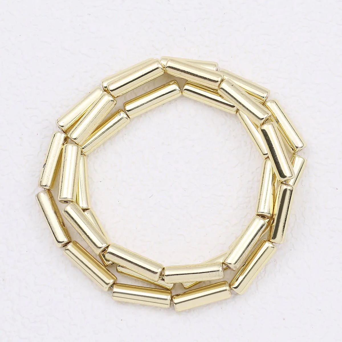 Rose Gold Plated Lava Stone Cylinder Beads