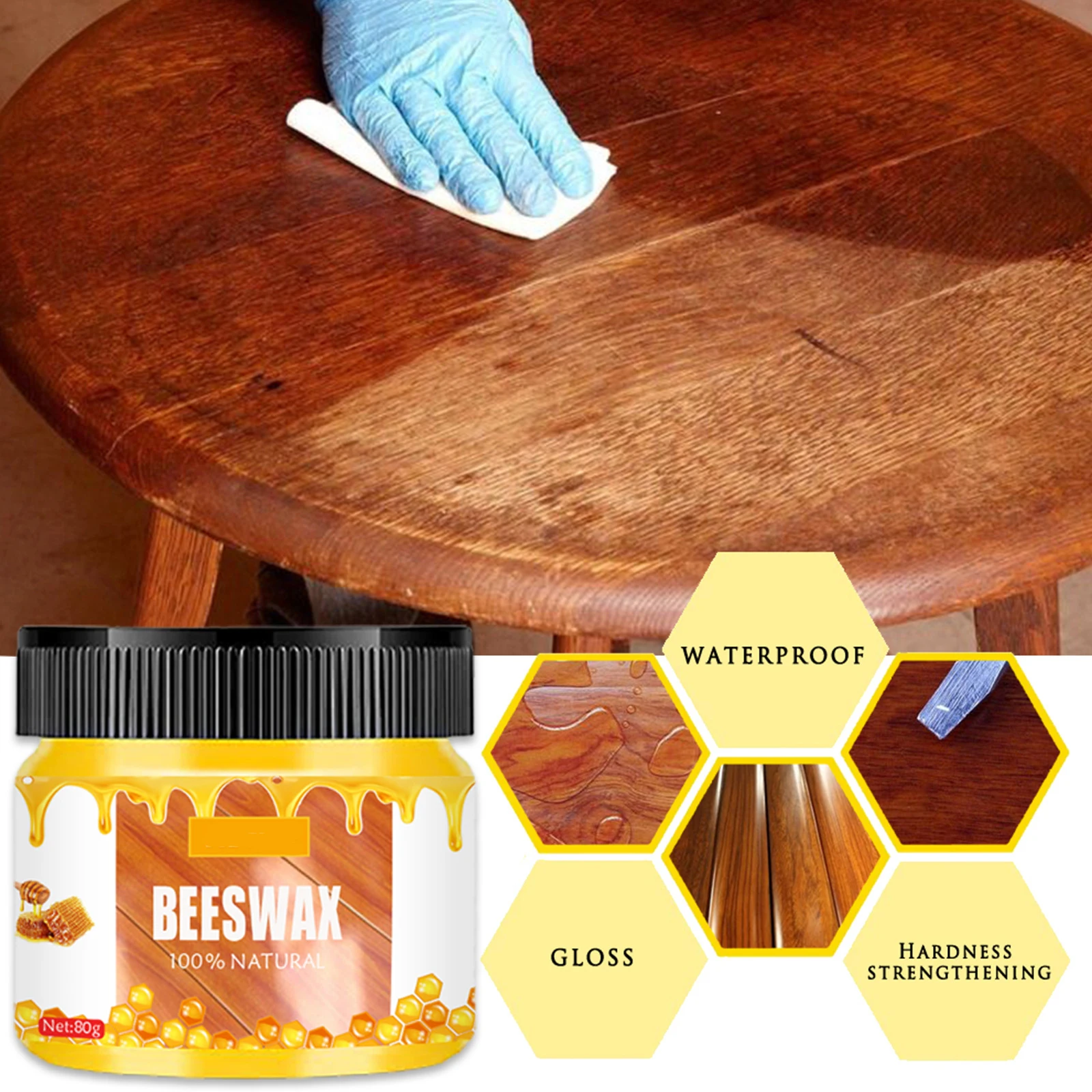 100200mlWoodFurniturePolishingWaxWaterproofRepairBeeswaxSolidWoodFurniture