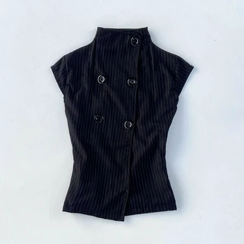 Gothic women's vest fashion Harajuku Y2K striped button accessories hot sweetheart punk high street rock aesthetic streetwear 1