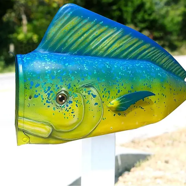Fish Shape Postafiók Időjárásálló Állati Postai Doboz Fém Levéldoboz A Farm Udvari Terasz Kreatív Posta Kültéri Kerti Dekoráció - Image 5