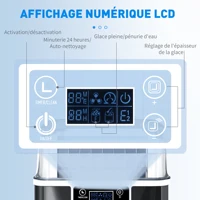 HOMCOM Machine à glaçons, 20 kg en 24h, 24 glaçons en 14-18 min, taille de glaçon réglable, ice maker portable avec fonction autonettoyante, peut charger seau d'eau, pour maison, cuisine, bar, noir 6