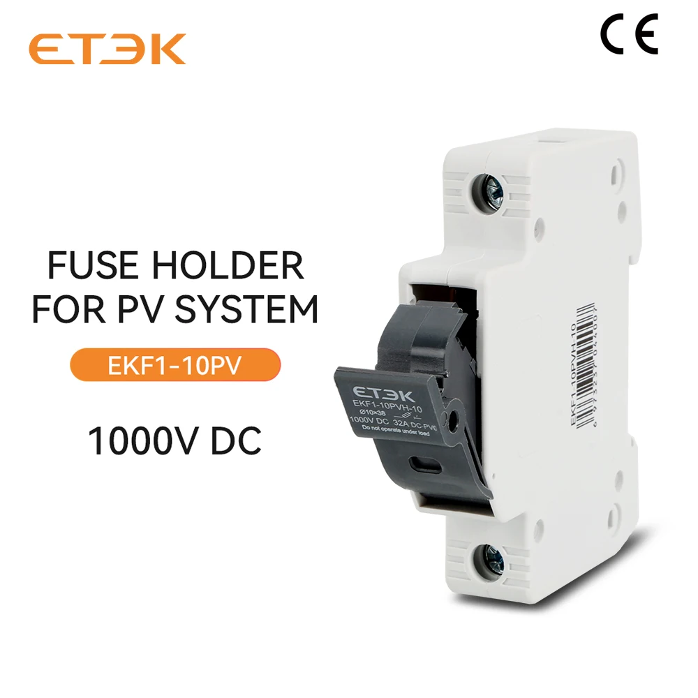 ETEK DC portafusibile solare 1000V 1P 15A 20A 25A fusibile fotovoltaico collegamento Base impianto fotovoltaico GPV 10x38mm guida DIN EKF1-10PVH