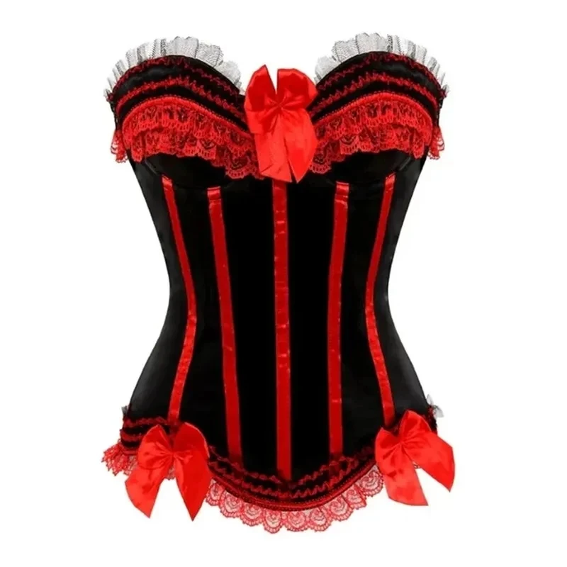 Sllowwa Kanten korset top voor vrouwen trainer vetverbrander push-up riem taille trainer 2023 vrouwen overbuste sweetheart bodysuit cincher korset shaper bustier top alle fluwelen top, Rood, XS