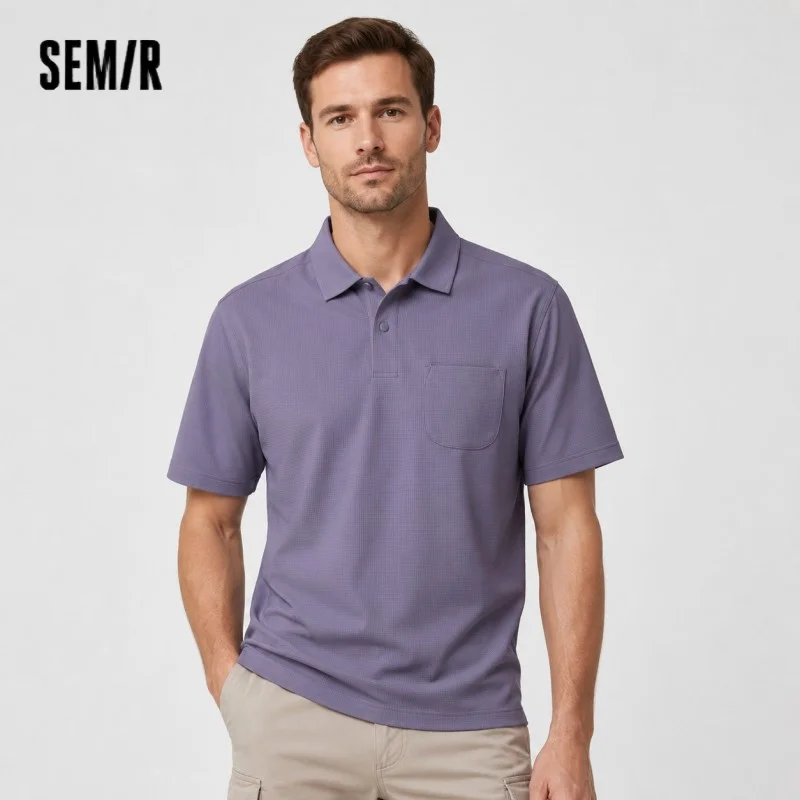 Semir Mens Polo 2026 Slightly Loose Lapel Knitted Cool Feeling Fashion Stereo Split Casual Soft