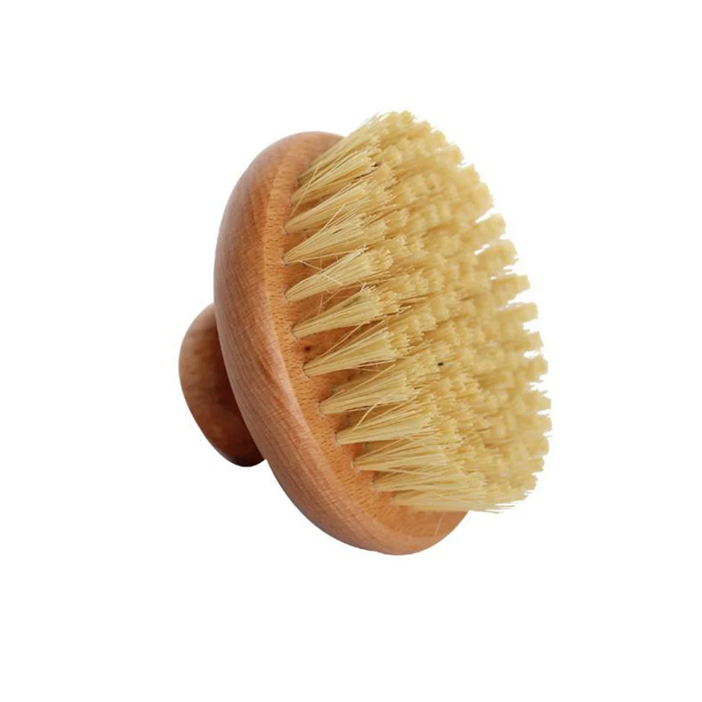 

Bath Brush Round Practical Shower Beech Handle Bathing for Back Massage Sisal Cleaning Scrubber Body