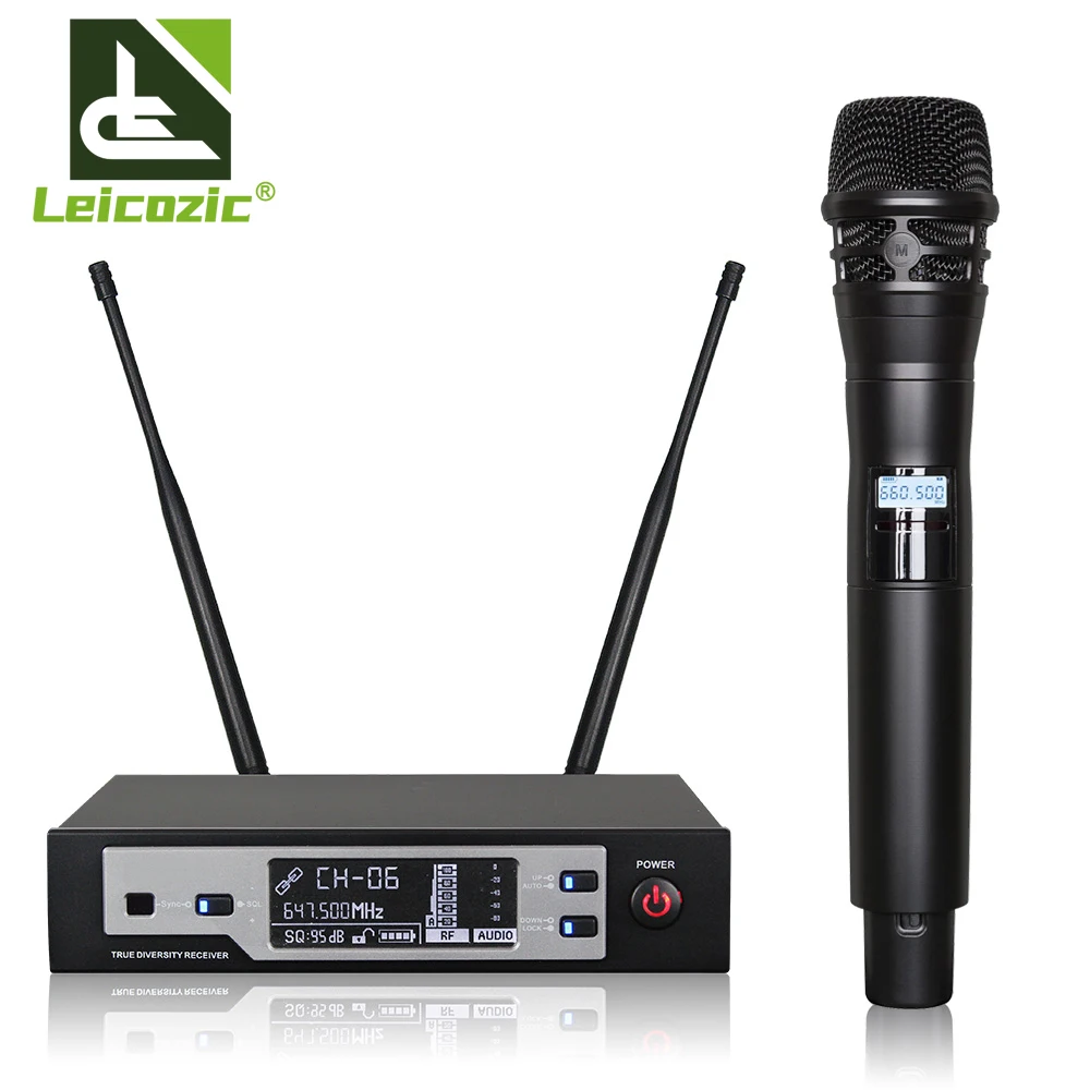 Leozic Skm9100D Ad4D 600Mhz Sistema Microfone Wireless Portatile Microfono Professionale Per Montaggio Su Rack Mic Inalambrico Diversity