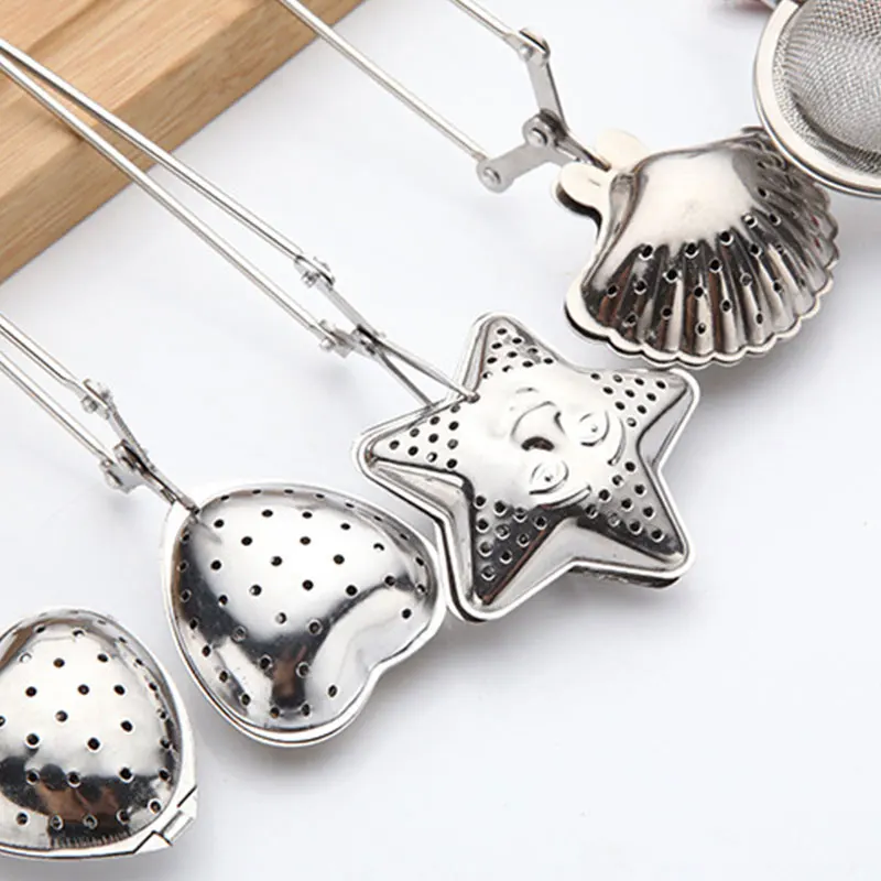 Geometric Shape Tea Infuser Stainless Steel Mesh Tea Strainer Coffee Herb Spice Filter Diffuser Handle Ball Match Bags