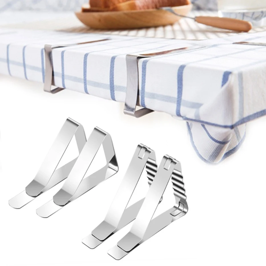 4pcs/set Tablecloth Clips Stainless Steel Picnic Table Clips Table