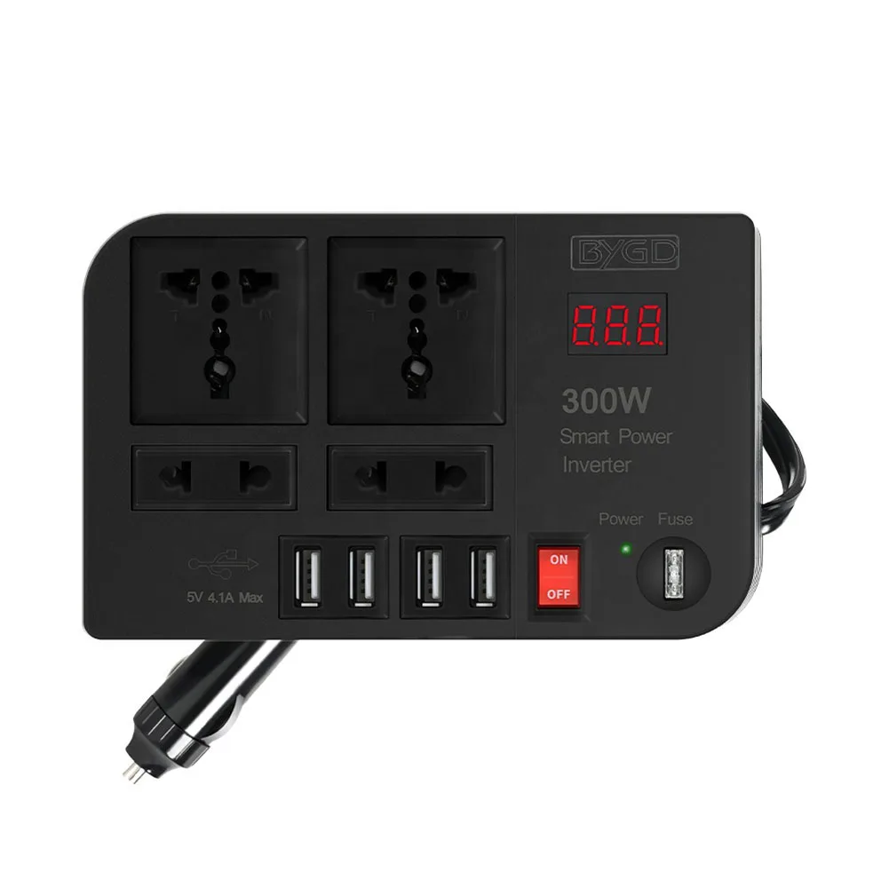 200w Auto Wechselrichter DC 12V zu AC 220V Wandler mit 2 AC Steckdosen 4  USB Ports Ein / Aus Schalter Safe Schutz Portable Auto Ladegerät Adapter  für Phon