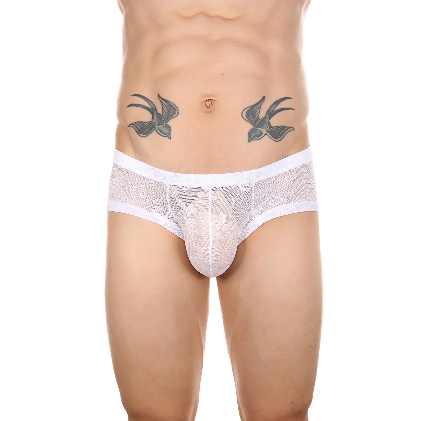 CLEVER-MENMODE Sexy Lace Mini Boxers Men Underwear Erotic Transparent Lingerie Penis Pouch Boxershorts Underpants Boxer Shorts