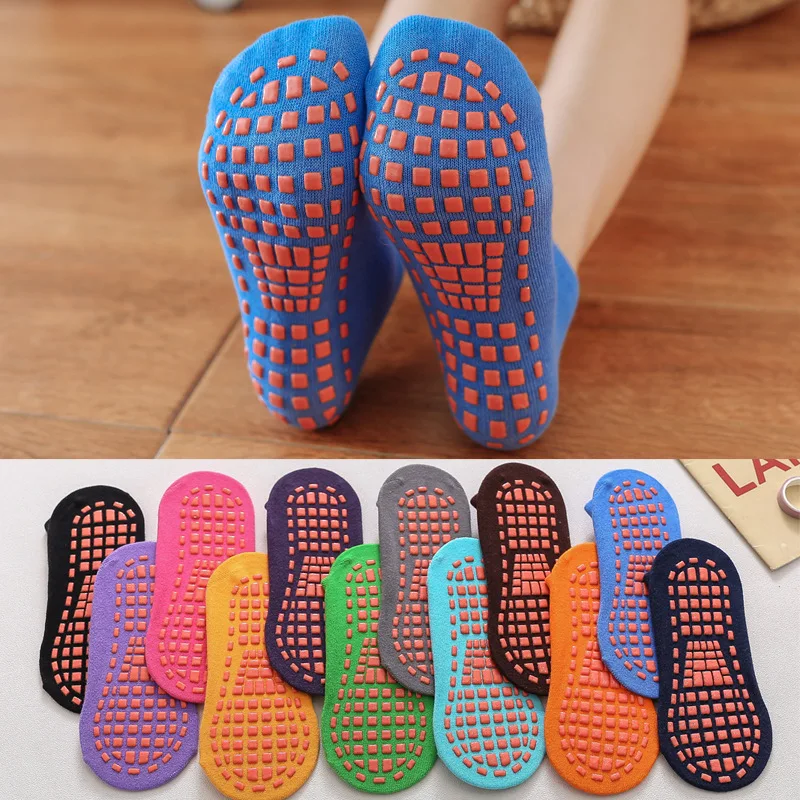 Children Adults Anti-Slip Sock Trampoline Sock Cotton Breathable Short Socks Elastic Sport Boys Girls Outside Kids Floor Socks