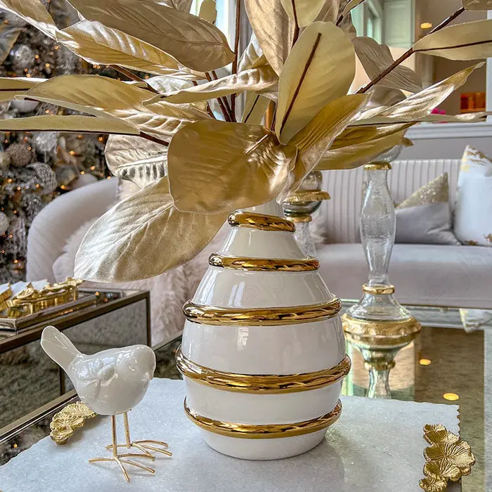 Luxury Gold Plated Ceramic Vase European Classic Gold Border Surround