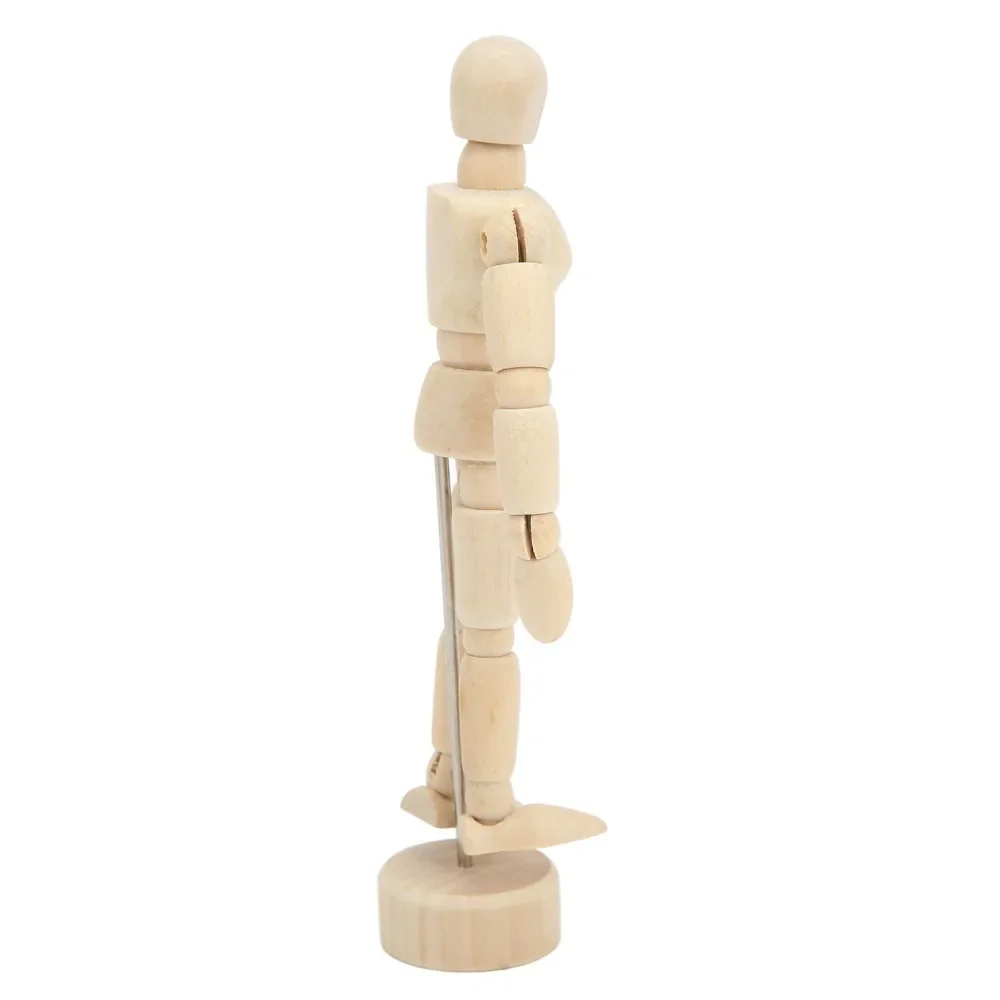 Manichino in Legno con Articolazioni Mobili 4.5 e 5.5 Pollici, Modello per Schizzi e Disegni, Materiale in Legno Naturale, Posizione Regolabile - immagine 2