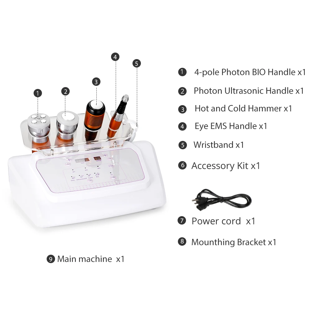 No-Needle Mesotherapy Ultrasonic Facial Photon Cold Hammer Skin Care Bio Massage 6