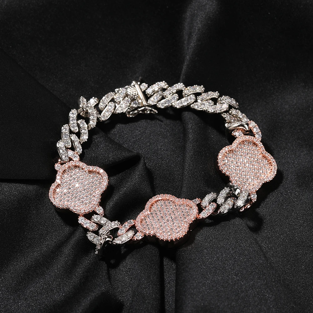 UWIN Round CZ Four Leaf Clover Chain With 9mm Cuban Chain Full Iced Out  CZ Cubic Zircon Fashion Luxurious Choker HipHop Jewelry