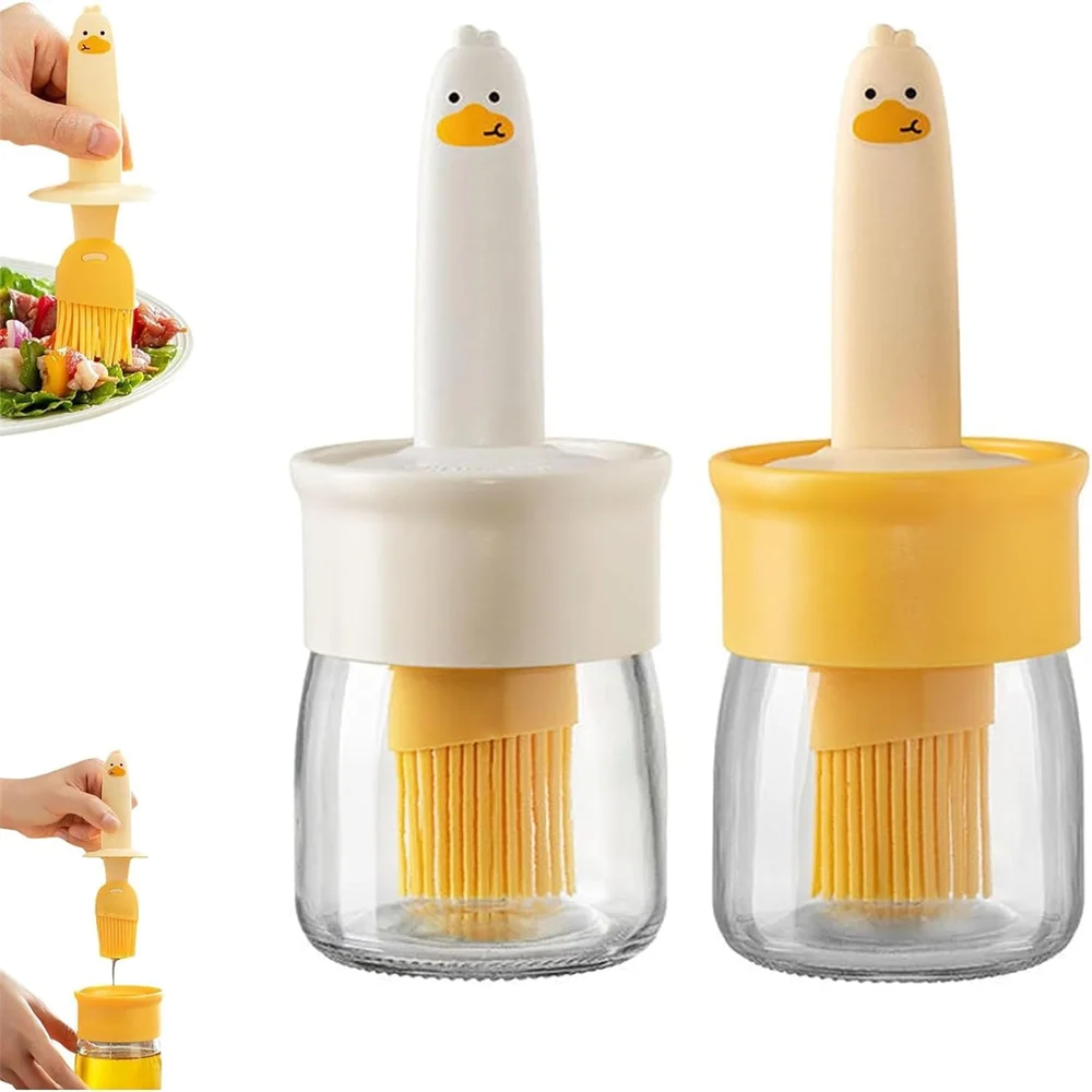 Oil Dispenser Silicone Brush and high Temperature Resistant 2 in 1 Oil Dispenser Bottle with Silicone Basting Brush for Cooking