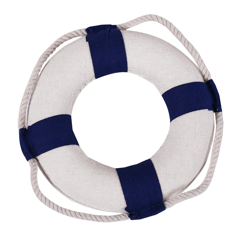 Mediterranean-Style Red and Blue Decorative Lifebuoy