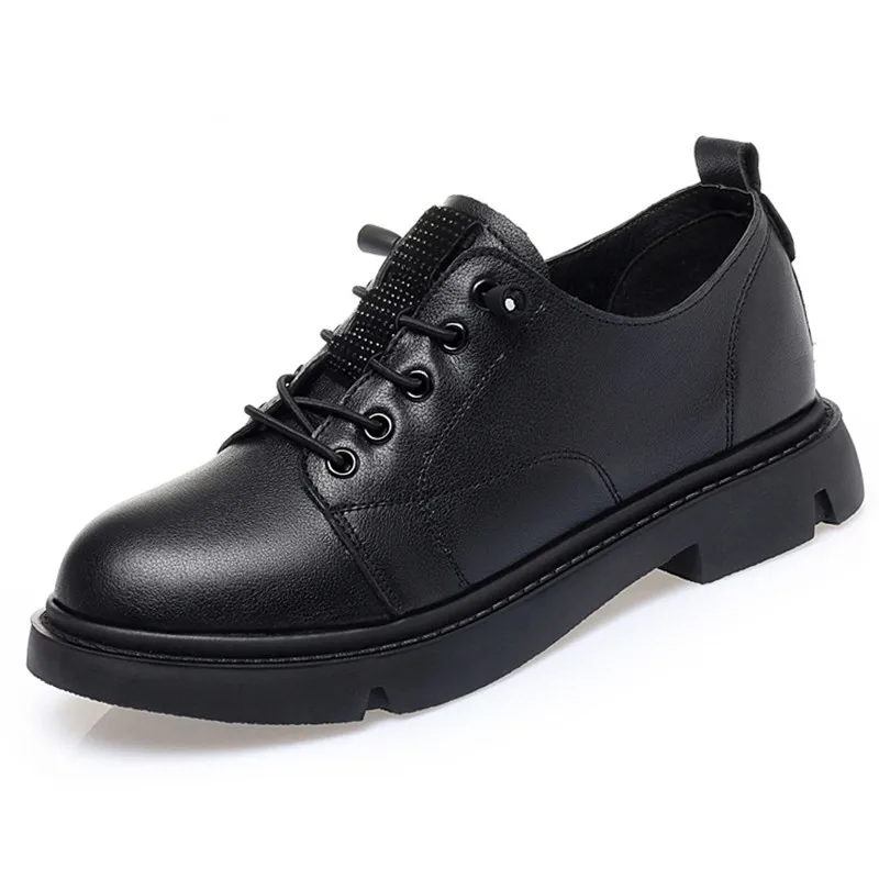 AIYUQI Women Spring Shoes Lace Up New Genuine Leather Fashion Oxford Shoes Ladies Non-slip Large Size Female Student