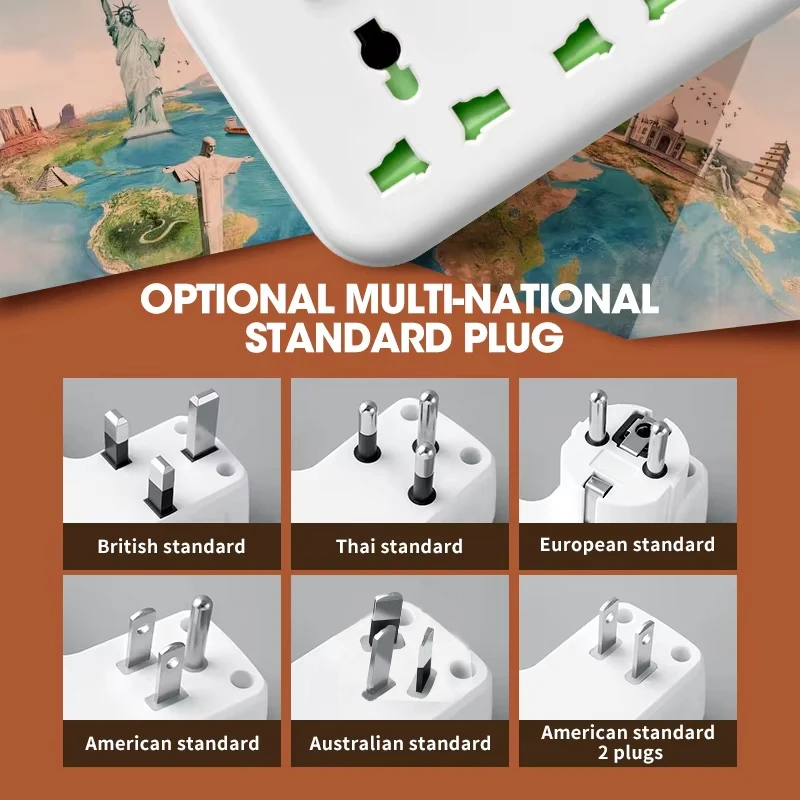 EU UK AU US Plug AC Power Strip Multiprise Wall Mounted Socket Universal Network Filter USB Ports Separate Switch light Adapter 2