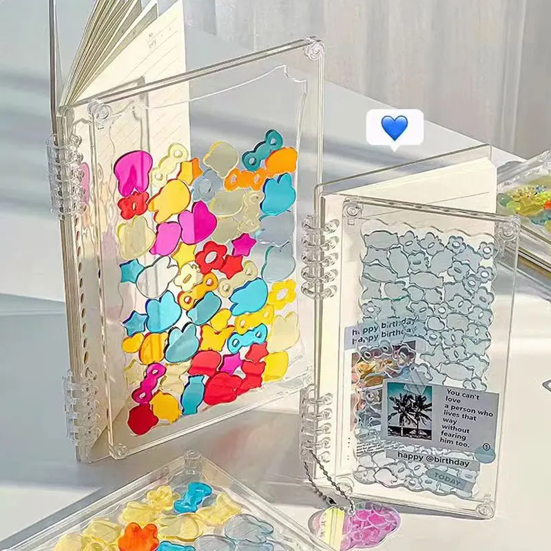 크리에이티브 DIY 투명 노트북 아크릴 커버, 편지지 노트북, 느슨한 페이지, 일기, 책 용품, A5, A6, 1 세트