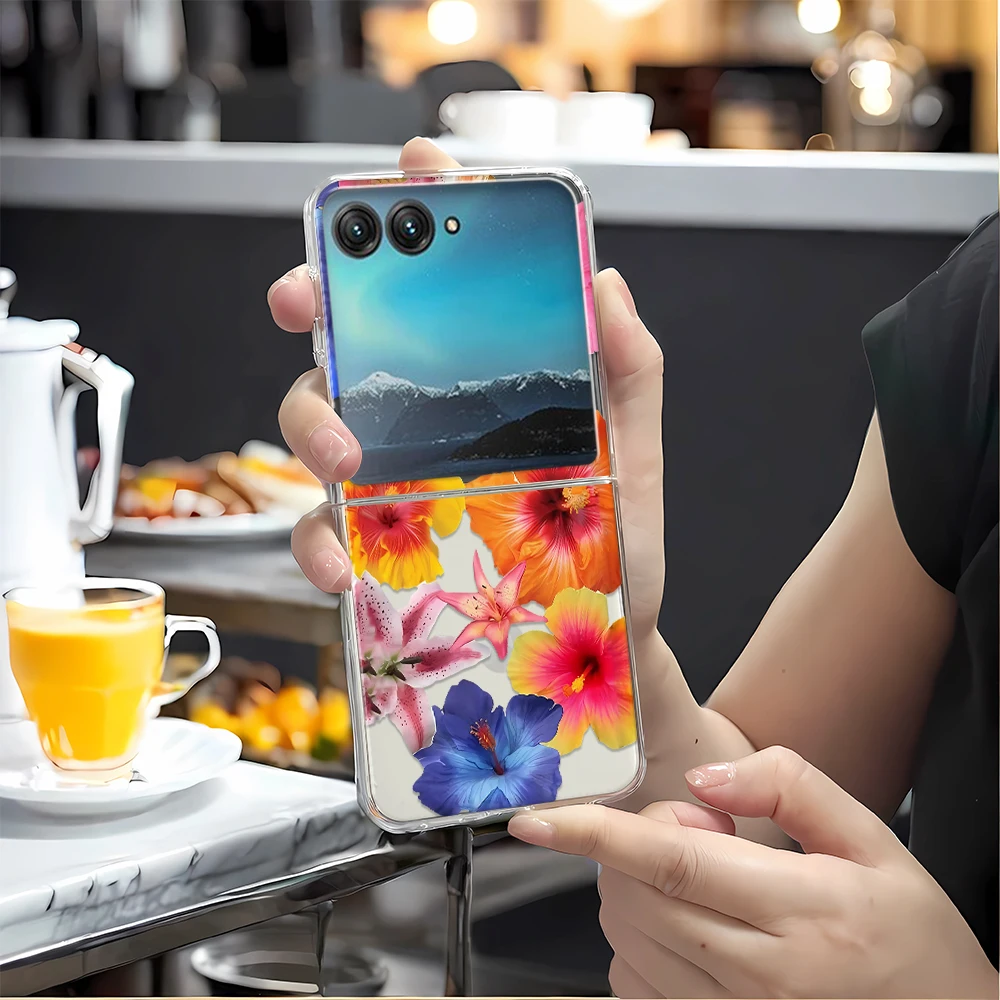 Fashion Pink Sakura Clear Folding Phone Case - Elegant Bumper Cover