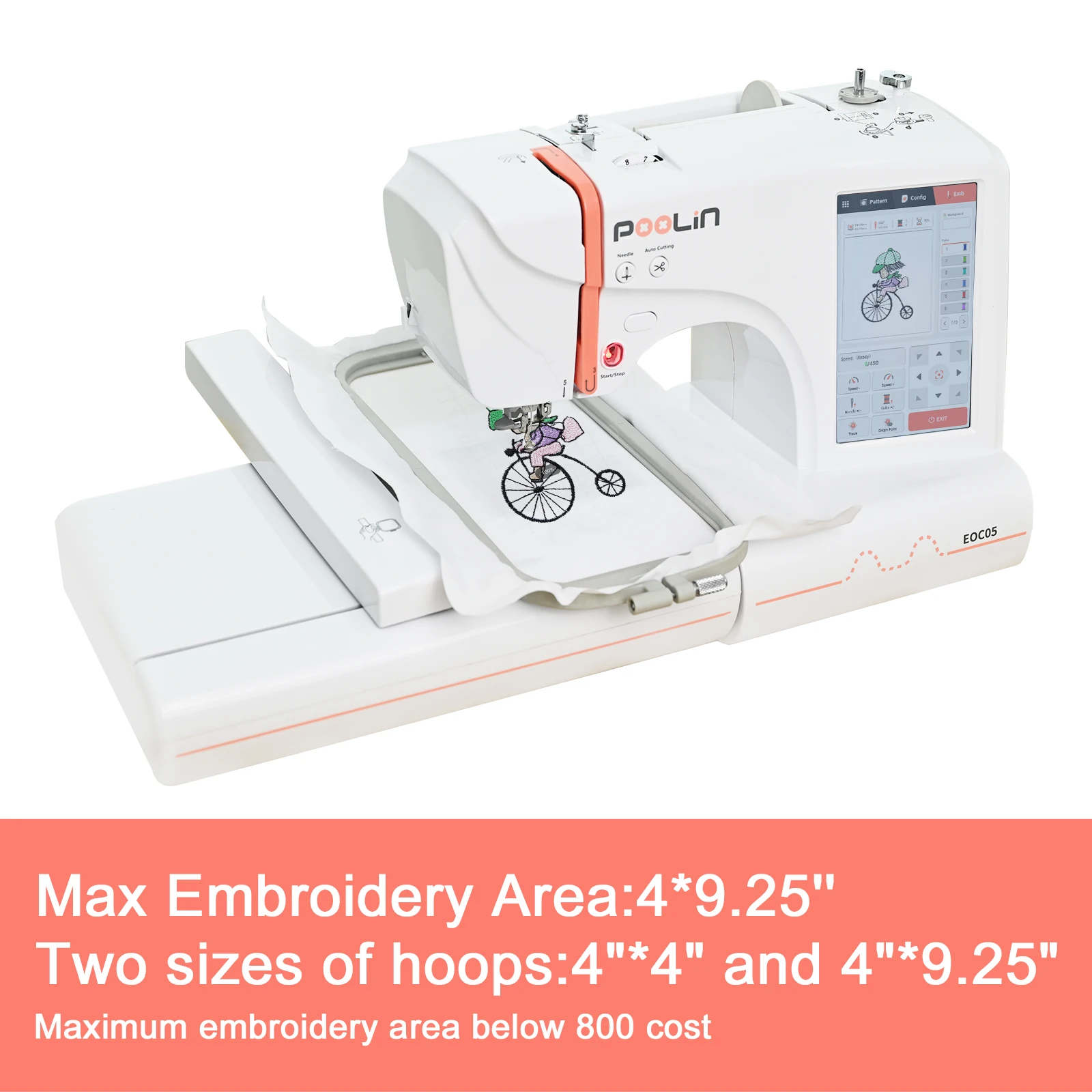 Poolin Computered Embroidery Machine Clothes Combo Include Threads&Tear Away Stabilizer&Bobbins Homeuse Embroidery Machine embroidery machine