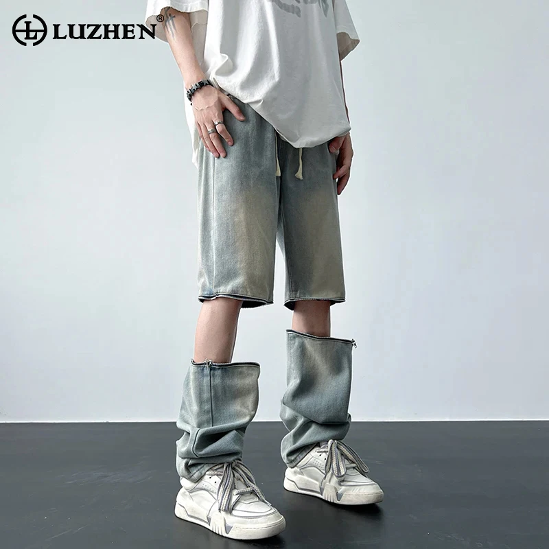 

LUZHEN 2024 Fashion High Street Detachable Leg Design Casual Denim Pants Men's Straight Spring New Trendy Original Jeans F53011