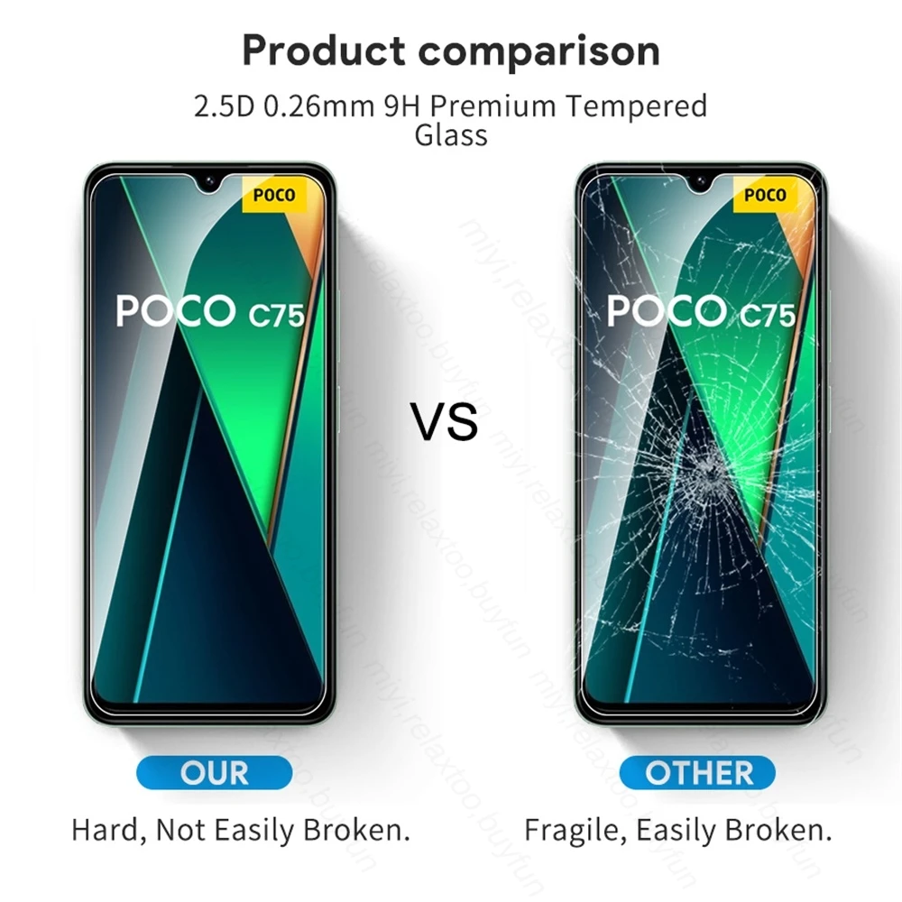 8To1 Glass for Xiaomi Poco C75 4G Screen Protector Tempered Glass Case Poko Little PocoC75 C 75 75C NFC 2024 Camera Protect Glas 6