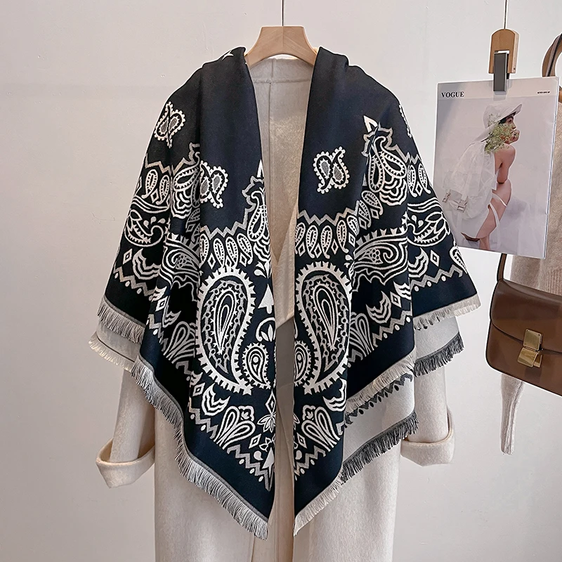 2025 Luxury Brand Women's Cashmere Scarf - Winter Warm Tasseled Striped Printed Pashmina Shawl, Foulard & Poncho