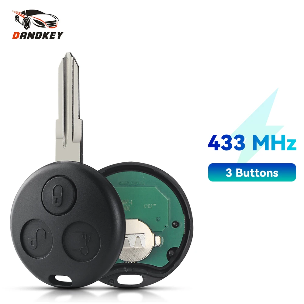 Dandkey 3 Bottoni Chiave Auto Chiave A Distanza Per La Chiave Mercedes Benz Smart Fortwo 450 Forfour Roadster Chiave 433Mhz Auto Chiave 1998-2006