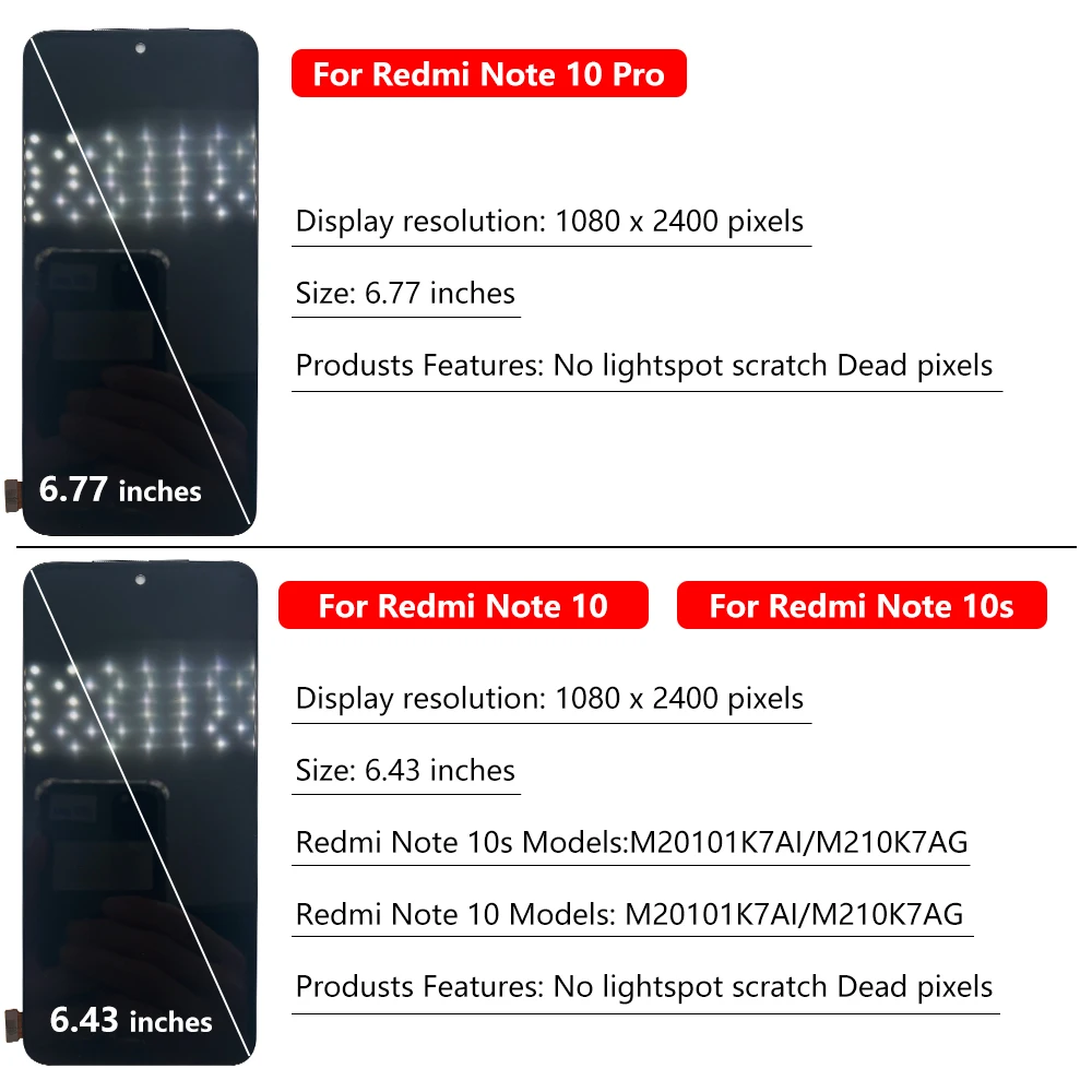 New LCD Display for Redmi Note 10 Pro 4G 5G Note 10S M2101K7AI LCD Display Screen Digitizer for Redmi 10 Pro