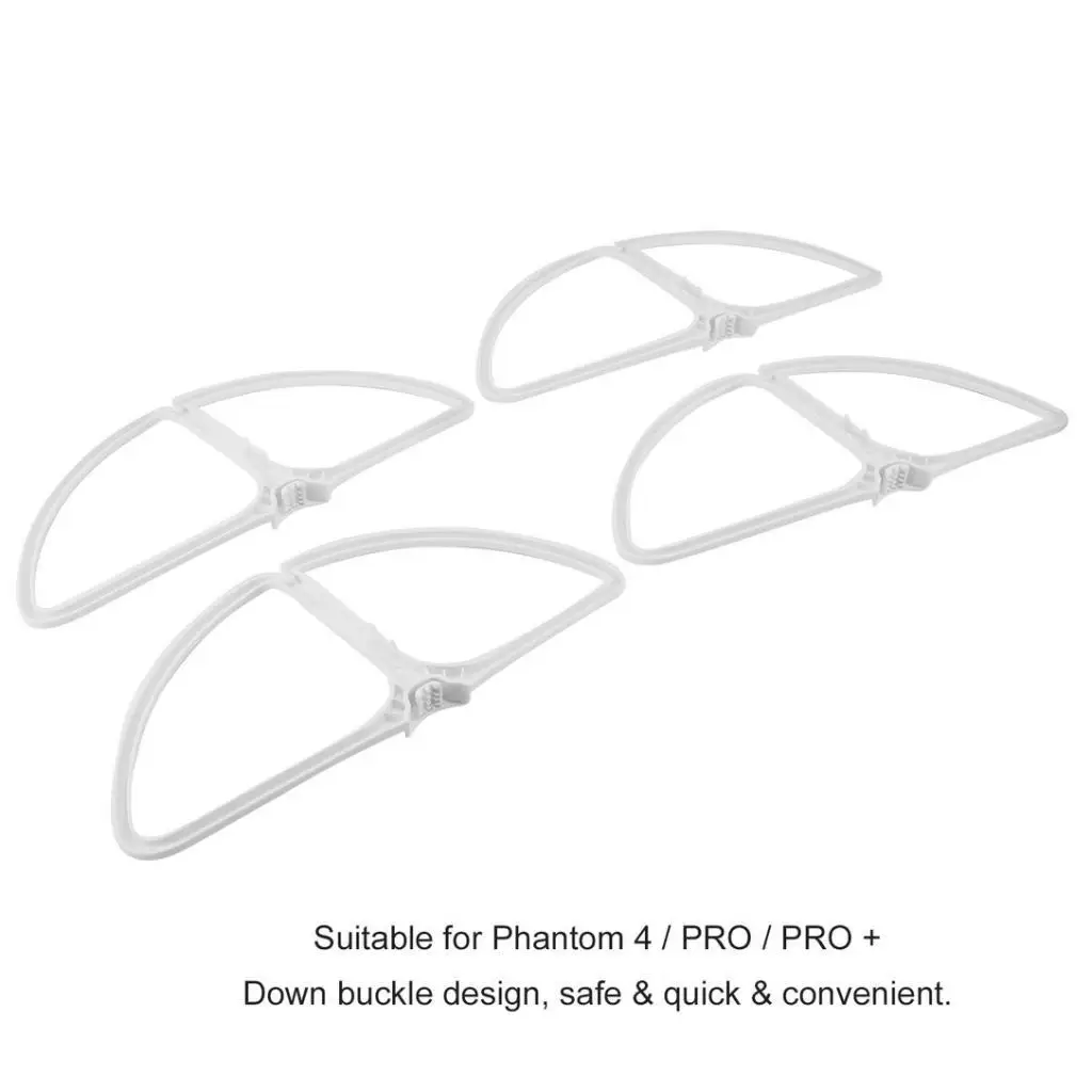 Lot de 4 protections d'hélices pare-chocs pour DJI Phantom 4 PRO/PRO+, en ABS noir, disposées en croix.