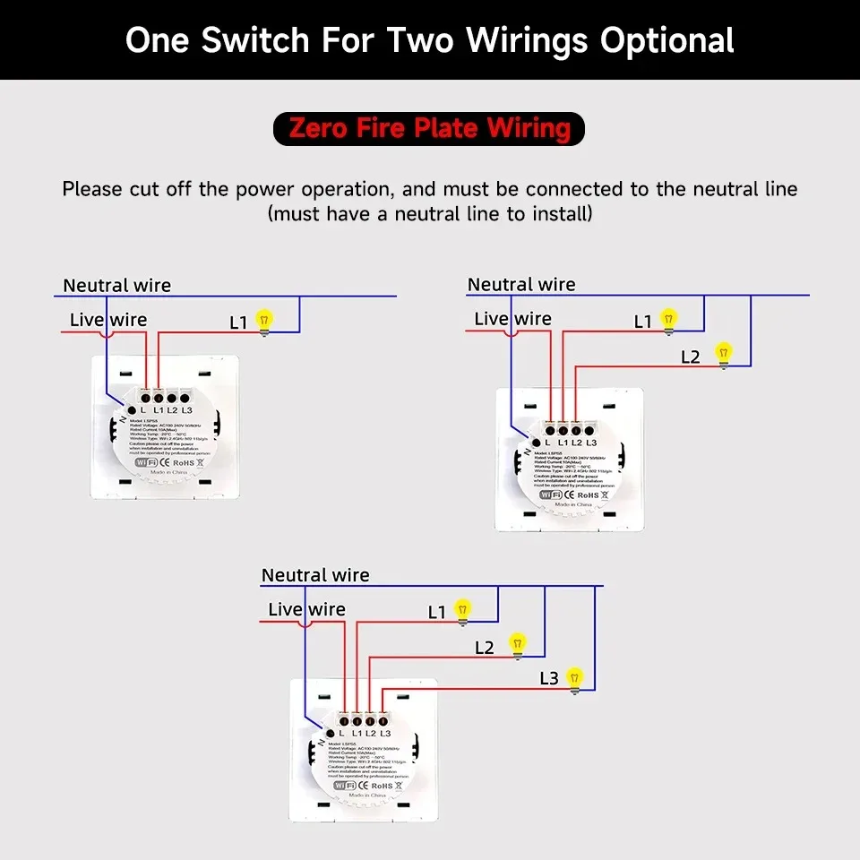 Tuya Zigbee Wall Switch Smart Light Switch Wall Light Switch Neutral Wire/No Neu