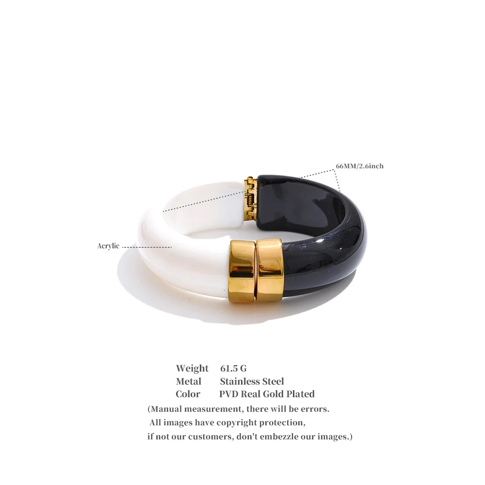 Yhpup 66mm 2026 Frühling Sommer Acryl Dickes Armband Neuheiten Farbiger Edelstahl Statement Exklusiver Handgelenkschmuck – Detail 1