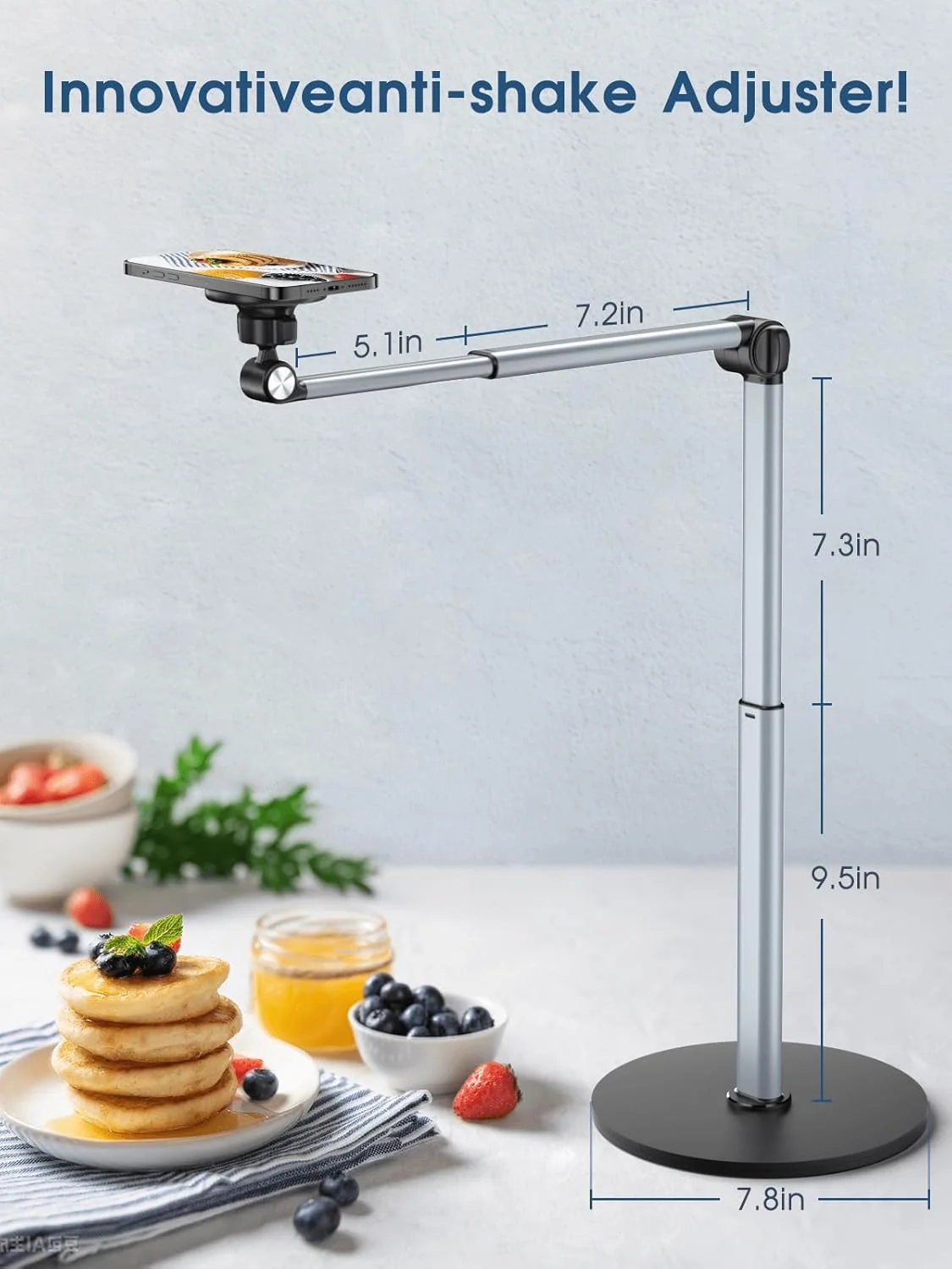 Eary Magnetic Overhead Phone Stand for Desk 360°Rotate Holder for Recording Cooking Painting Zoom Meetings Tik Tok Live & Gaming