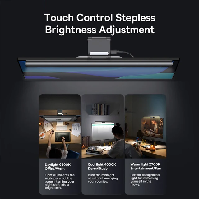 Baseus Screen Light Desk Lamp Computer Light Screen Hanging Light New Table Lamp LCD Monitor Laptop Light USB Study Read Lamp 4